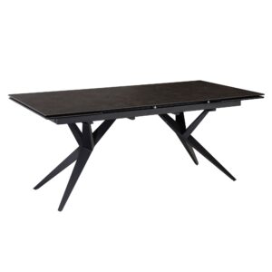 Udtrækkeligt spisebord 180-260 cm keramik glas sort