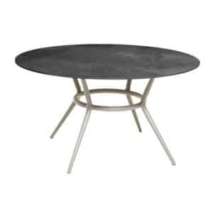 Cane-Line Joy spisebord - Rundt - Ø144 - Stel: Taupe aluminium - Bordplade: Fossil sort