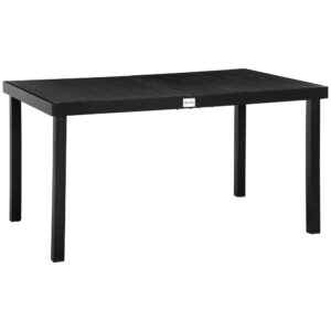 Havebord til 6 personer, spisebord, aluminiumsbord, havemøbler, loungemøbler, letplejelig plastik, sort, 140 x 90 x 74 cm