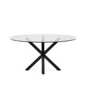 KAVE HOME Argo spisebord, rund - klar glas og sort stål (Ø150)