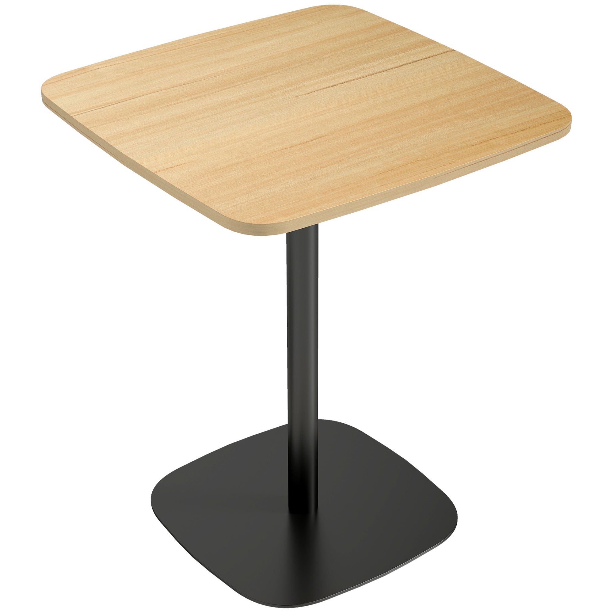 Lille spisebord, 60 cm, firkantet, MDF-bordplade, stålfod, til stue, spisestue, køkken, naturtræ + sort