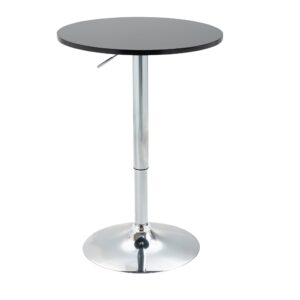 Moderne rundt barbord, spisebord med 360° drejelig base, højdejusterbart bistrobord, ståbord, køkkenbord, stål, sort, Ø61 x 70-90 cm
