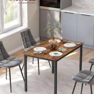 VASAGLE Spisebord, Køkkenbord, 70 x 110 x 77 cm, Spisebord til 4 personer, Stuebord, til Spisestue, Køkken, Industrielt, Rustik Brun og Sort KDT081B01