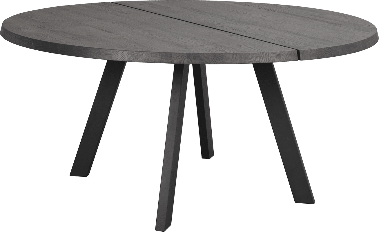 Spisebord Rowico Fred rund Ø160 cm FSC® mørkebrun egetræ og sort metalstel