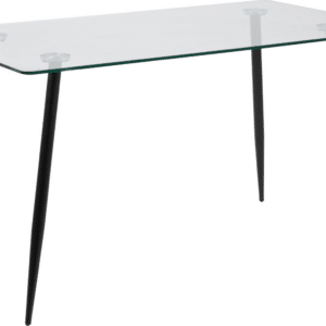 Spisebord Signature Malva 140x80 cm, rektangulært bord med hærdet glas og mat sort pulverlakeret stålstel