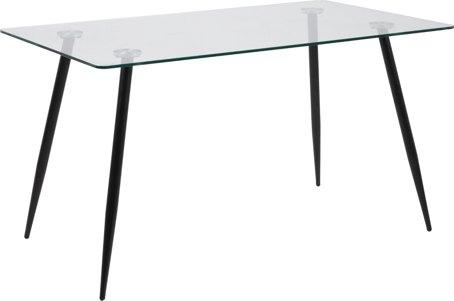 Spisebord Signature Malva 140x80 cm, rektangulært bord med hærdet glas og mat sort pulverlakeret stålstel