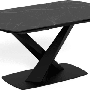Spisebord Signature Novelle udtræksbord, mat sort Perla-keramik bordplade og mat sort stålstel, 160-240 cm
