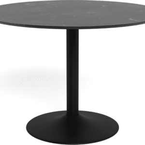 Spisebord Signature Tavira rundt Ø110 cm mat sort - trompetstel i stål og melamin