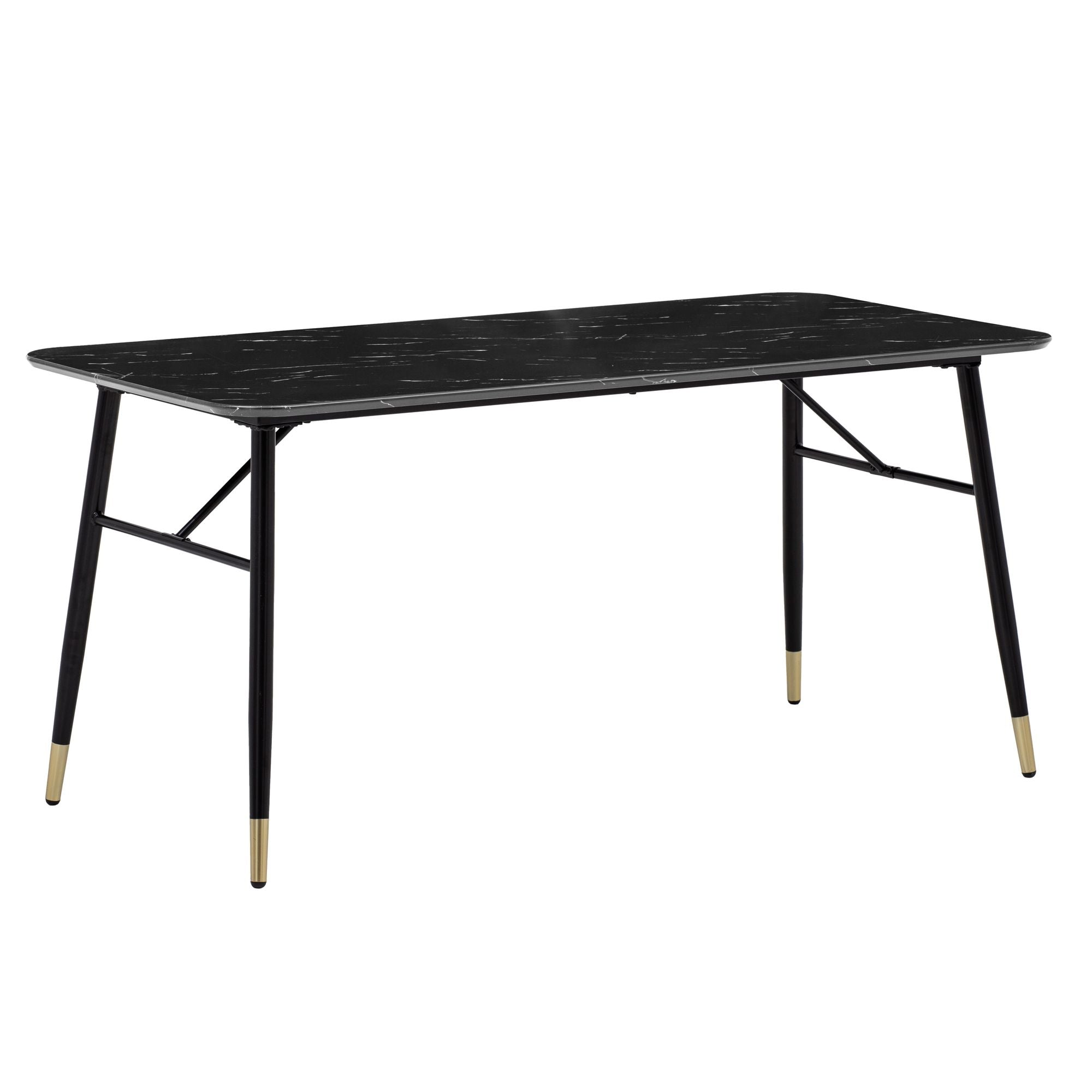 Spisebord med bordplade i sort marmorlook - 120 x 60 cm - Metalst