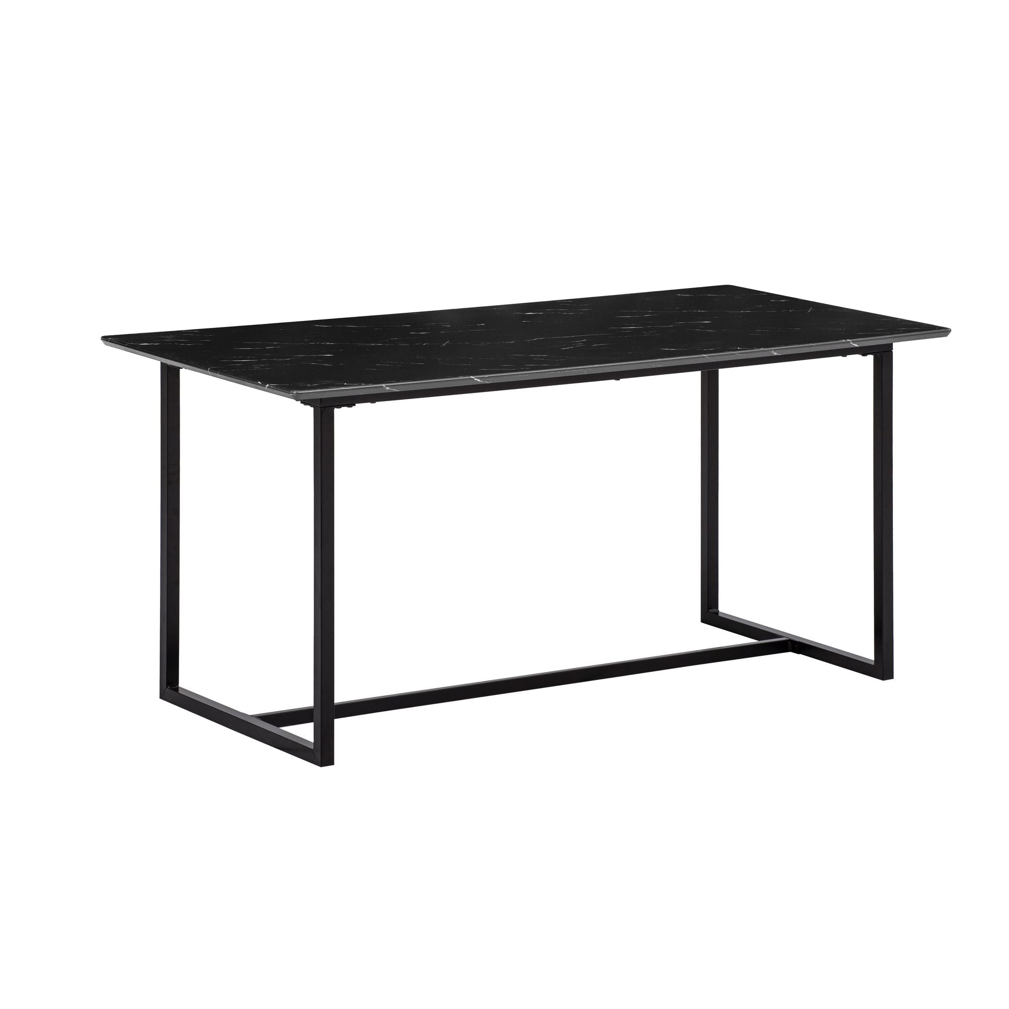 Spisebord med bordplade i sort marmorlook - 120 x 60 cm - Metalstel