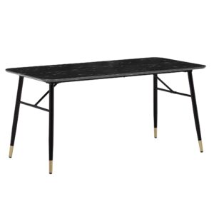 Spisebord med bordplade i sort marmorlook - 180 x 90 cm - Metalstel