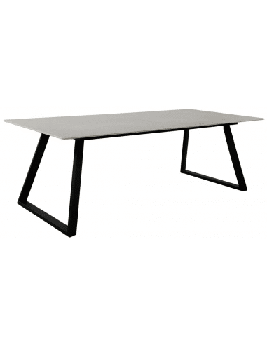 ESTELLE Spisebord i stål og sten H75 x B200 x D90 cm - Sort/Grå marmor