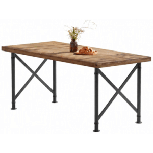 Spisebord i metal og gummitræ 160 x 80 cm - Sort/Brun