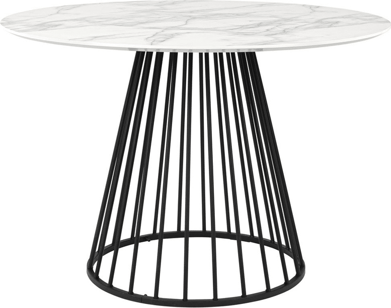 Rundt spisebord Studio White Floris Ø110 cm sort metal/marmorpapir-look