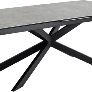 Spisebord Signature Unaelle 240x100 cm grå Anista keramik udtræksbord med mat sort krydsstel