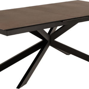 Spisebord Signature Unaelle rektangulært 240x100 cm rustbrun Lemco keramik med sort stålstel og synkronudtræk