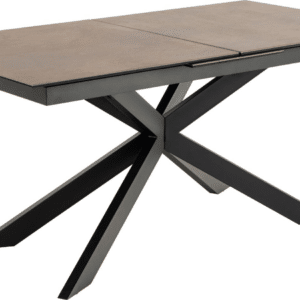Spisebord Signature Unaelle rustbrun Lemco keramik 210x90 cm mat sort stålstel med synkron udtræk