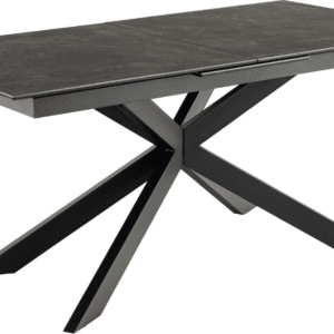 Spisebord Signature Unaelle sort Fairbanks keramik top mat sort stålstel synkront udtræk 210x90 cm