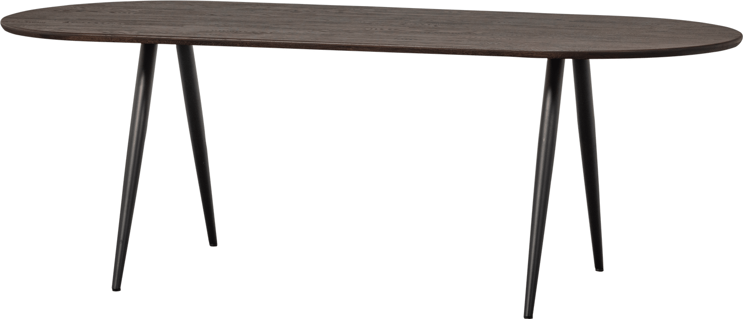 Spisebord WOOOD Tablo ovalt egetræ let børstet, brun bejdse, sort metalstel, FSC mix, 220x90 cm
