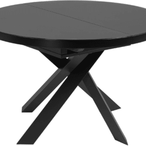 Udtrækkeligt spisebord Kave Home Vashti rund satin glas/stål Ø120-160 cm sort